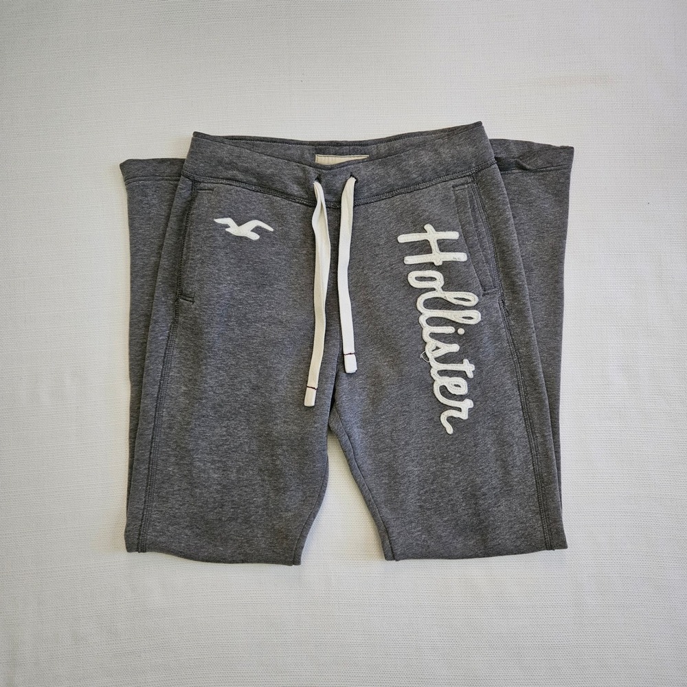 Vintage Hollister Mens Gray Sweatpants Spellout Logo Straight Leg Surf